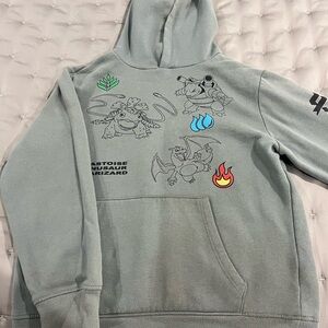 Pokemon Gray Hoodie with Colorful Graphics